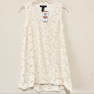 Style&Co Ivory Lace Lined Sleeveless Tunic